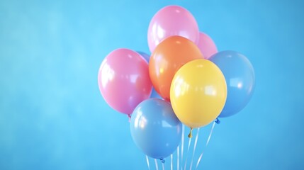 Poster - A bunch of colorful balloons floating in the air, great for parties and celebrations
