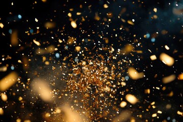 Poster - A bunch of gold confetti falls from the sky, perfect for celebrations and parties