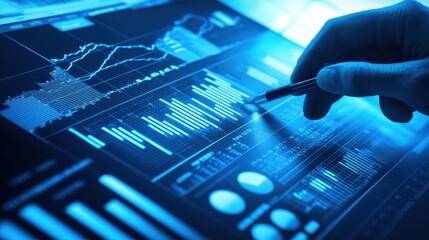 Poster - A person is drawing on a computer screen with a pen, and the image is of a graph