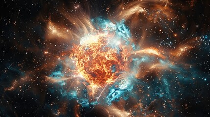 Wall Mural - Orb: Intergalactic Supernova Burst in Abstract Cosmic Space