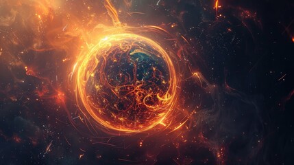Wall Mural - orb of light: abstract burst in the intergalactic space