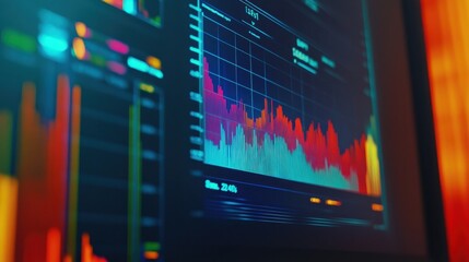 Poster - A computer monitor displays a graph with a red line at the bottom