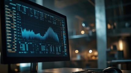 Poster - A computer monitor displays a graph with a lot of numbers and lines