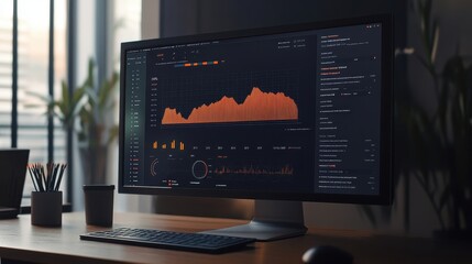 Poster - A computer monitor displays a graph with a red line