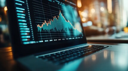Poster - A laptop screen shows a graph of a stock market