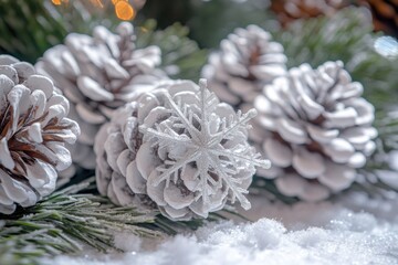 Poster - Close-up of a bunch of pine cones on a brown background