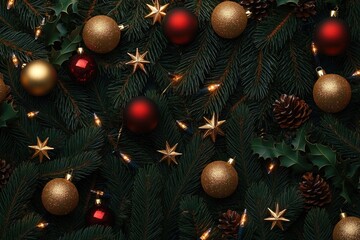 Poster - A detailed view of Christmas tree decorations and ornaments