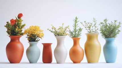 Poster - A collection of colorful vases filled with fresh flowers