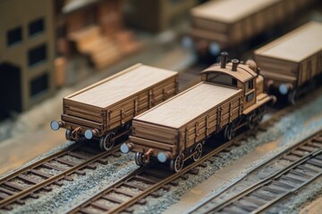 Aufkleber - A model train on a train track, suitable for use in illustrations or designs