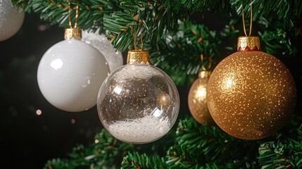 Poster - Close-up view of colorful Christmas tree ornaments