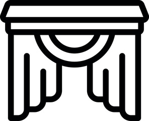 Poster - simple line art icon of a curtain hanging from a round cornice, perfect for interior design or windo