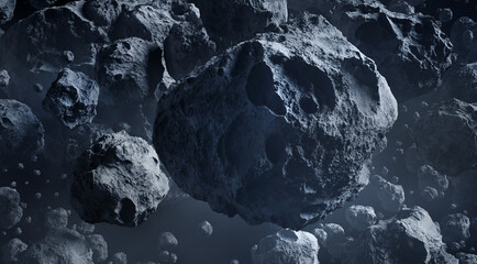 Wall Mural - asteroids in space, 3d animation