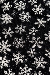 Poster - Close-up shot of intricate black and white snowflake design