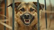 © pvl0707 - Intense expression of a dog in a cage showcasing the emotional reality of shelter life and the need for compassion
