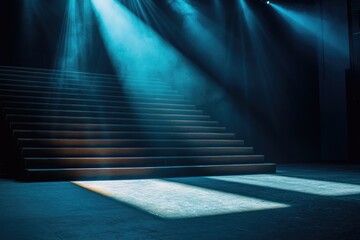 Poster - A staircase lit up from below with warm glow