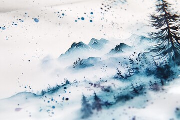 Poster - Mountainous terrain with dense tree coverage, ideal for outdoor recreation or nature-inspired designs