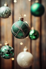 Poster - A string with multiple green and white ornaments hanging from it, perfect for decorative purposes