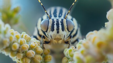 Poster - Close-up photo of a small insect sitting on a colorful flower