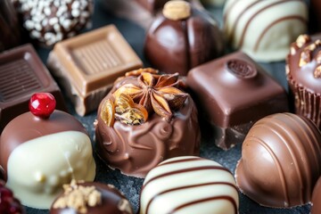 Poster - A box of assorted chocolates placed on a table, perfect for snacking or gift-giving
