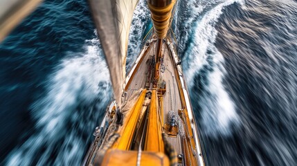 Poster - A view from the top of a sailboat, ideal for travel or adventure scenes