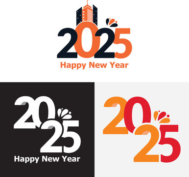 Happy New Year 2025 design. Creative design of 2025 typography.