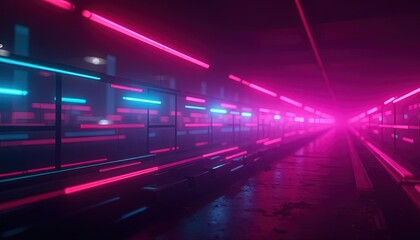 Poster - Futuristic light beams and glowing trails in motion creating a tunnel effect with speed lines