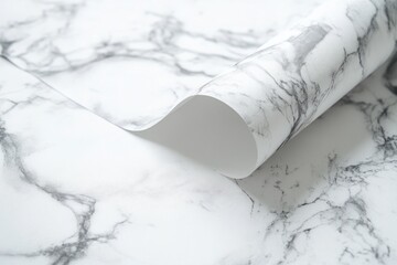 Poster - A roll of paper placed on a smooth marble surface