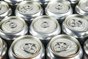 Poster - A close-up view of a collection of soda cans, great for use in advertising or editorial contexts