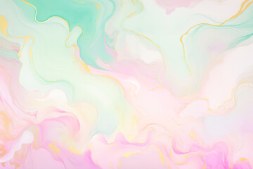 Aufkleber - A gentle mix of pastel colors swirls together, creating a calming and serene abstract background with fluid shapes