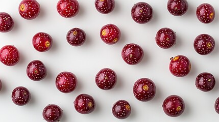 Poster - Nature's Glossy Hawthorn Cherries Shimmering Against a Clean White Backdrop