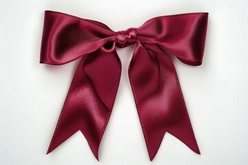 Wall Mural - A single red bow resting on a plain white background