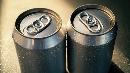 Poster - Two cans of soda sit on top of a counter