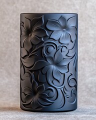 Poster - Stone Tea Canister With Intricate Floral Carvings Showcasing Traditional Craftsmanship