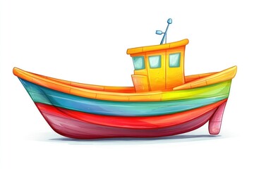 Poster - A brightly colored boat on a clean white background, ideal for use in design or editorial content
