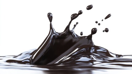 Poster - vivid 3d illustration showcasing a dynamic liquid splash of dark fluid elements, featuring high-deta