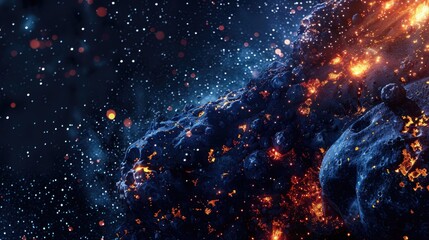 Poster - A close-up view of a rock engulfed in intense flames