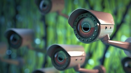 Poster - A collection of cameras mounted on a wall