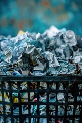 Poster - A metal container filled to the brim with discarded items, ideal for environmental or pollution-themed concepts