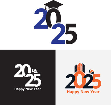 Happy New Year 2025 design. Creative design of 2025 typography.