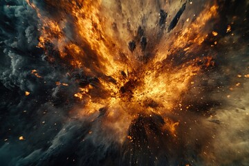 Aufkleber - A massive explosion of orange and black smoke filling the air