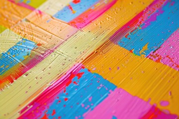 Poster - A close-up view of a colorful painting on a table, perfect for use in art-related projects or as a decorative element