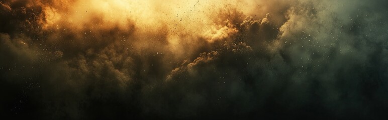 Poster - Bright Contractions of Dust Spores Dance Against a Deep Black Background in Captivating Display