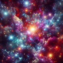 dense clusters of stars with holographic glows creating a rich a