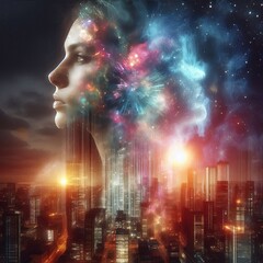 Wall Mural - Designs that merge two images into one through holographic overl