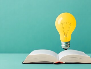 Poster - Light Bulb Idea Above Open Book Concept