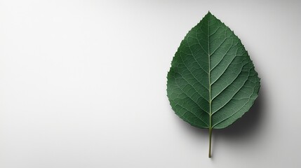 Wall Mural - A close-up of a green leaf against a minimalist background, emphasizing nature's simplicity.