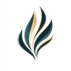 Poster - Stylized abstract flame design in teal and gold hues, conveying elegance and fluidity.