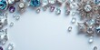 © PuriStudio - Shiny assorted jewels arranged on a grey background, elegant, expensive