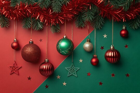 christmas tree decorations Merry Christmas and Happy New Year Background