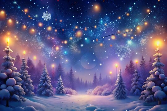 christmas tree in the night Merry Christmas and Happy New Year Background